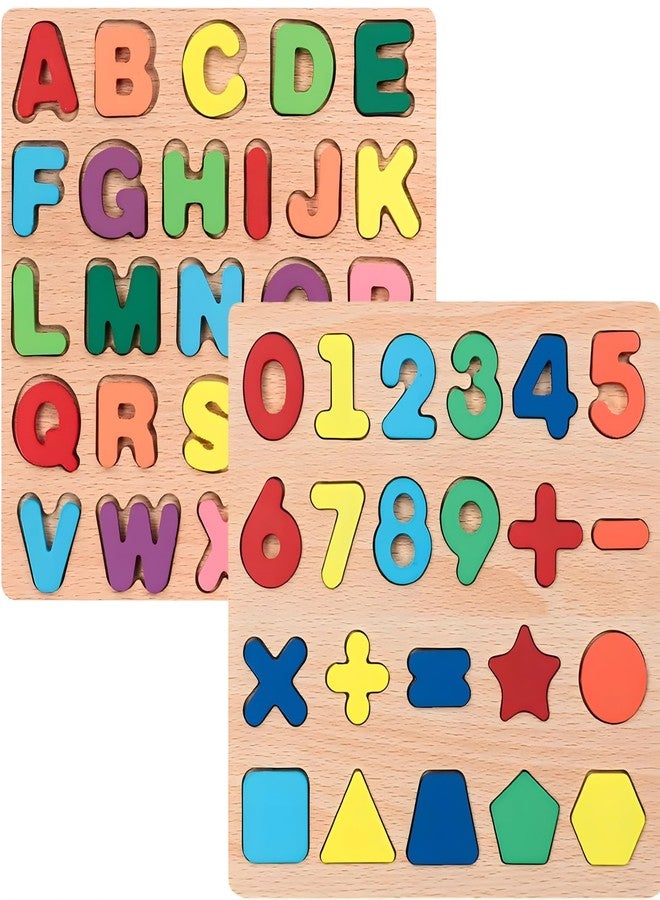 Fun4you Wooden Jigsaw Puzzle for Toddlers (Pack of 2) - Alphabet & Shape Learning Educational Toys for Kids, Montessori Wooden Toys for 3+ Year Old Boys & Girls, Preschool Early Learning Activities - Image 1